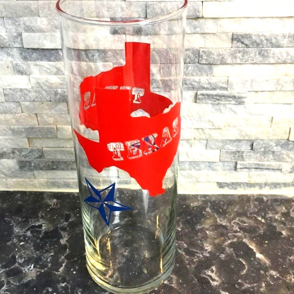 10" TEXAS Embossed Glass Flower Vase